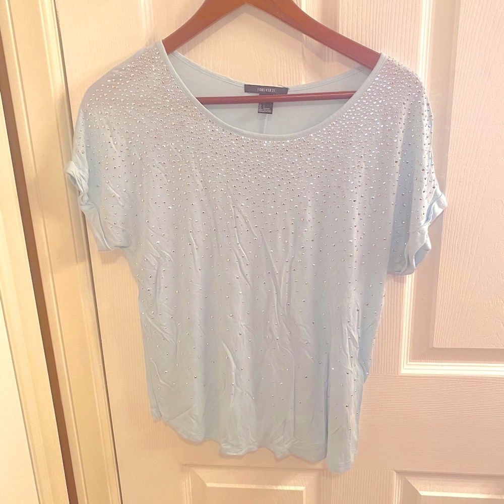 Turquoise Silver Sequin Shirt